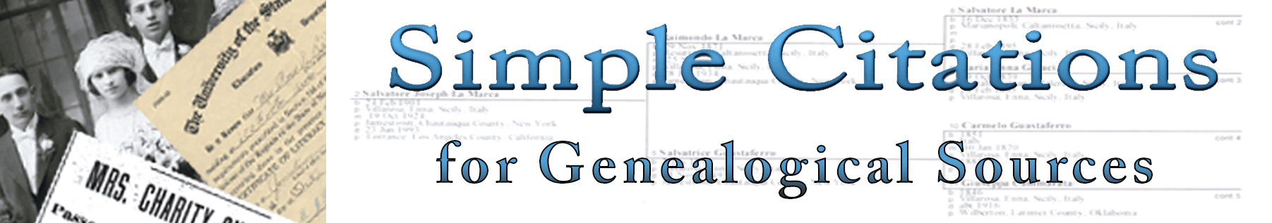 Simple Citations for Genealogical Sources
